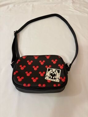 Danielle Nicole Black Crossbody with Red Mickey Dot Print